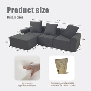 English Elm Convertible Modular Corduroy Sectional Sofa with Washable Covers for Living Rooms W3341P346088
