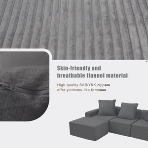 English Elm Convertible Modular Corduroy Sectional Sofa with Washable Covers for Living Rooms W3341P346088