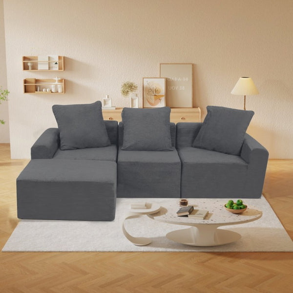 English Elm Convertible Modular Corduroy Sectional Sofa with Washable Covers for Living Rooms W3341P346088