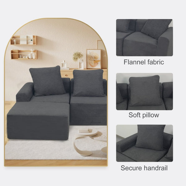 English Elm Convertible Modular Corduroy Sectional Sofa with Washable Covers for Living Rooms W3341P346088