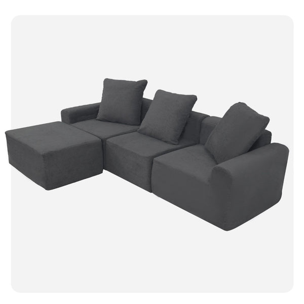 English Elm Convertible Modular Corduroy Sectional Sofa with Washable Covers for Living Rooms W3341P346088