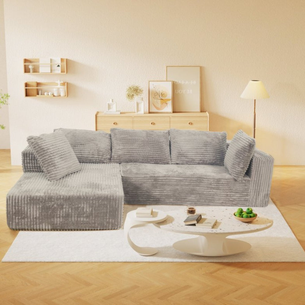 English Elm Modular L Shaped Sectional Corduroy Cloud Sofa Deep Seat for Living Room Lounge W3341P346289