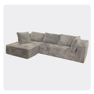 English Elm Modular L Shaped Sectional Corduroy Cloud Sofa Deep Seat for Living Room Lounge W3341P346289