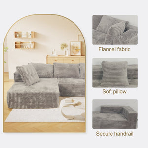 English Elm Modular L Shaped Sectional Corduroy Cloud Sofa Deep Seat for Living Room Lounge W3341P346289
