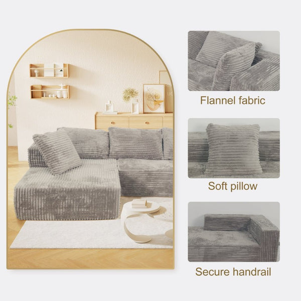 English Elm Modular L Shaped Sectional Corduroy Cloud Sofa Deep Seat for Living Room Lounge W3341P346289