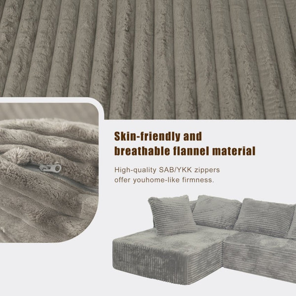 English Elm Modular L Shaped Sectional Corduroy Cloud Sofa Deep Seat for Living Room Lounge W3341P346289