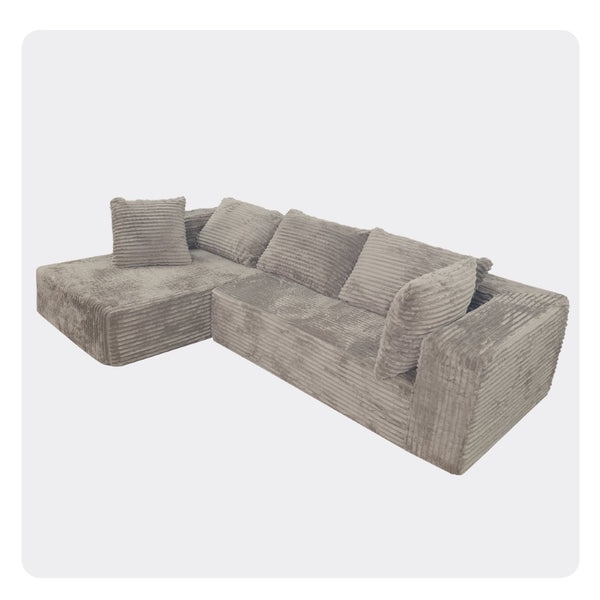 English Elm Modular L Shaped Sectional Corduroy Cloud Sofa Deep Seat for Living Room Lounge W3341P346289