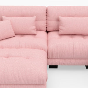 English Elm U-Shaped Velvet Modular Cloud Sofa with Ottomans Plush Living Room Sectional Couch W3356P416307