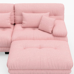 English Elm U-Shaped Velvet Modular Cloud Sofa with Ottomans Plush Living Room Sectional Couch W3356P416307