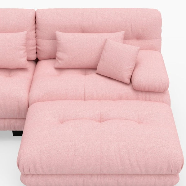English Elm U-Shaped Velvet Modular Cloud Sofa with Ottomans Plush Living Room Sectional Couch W3356P416307