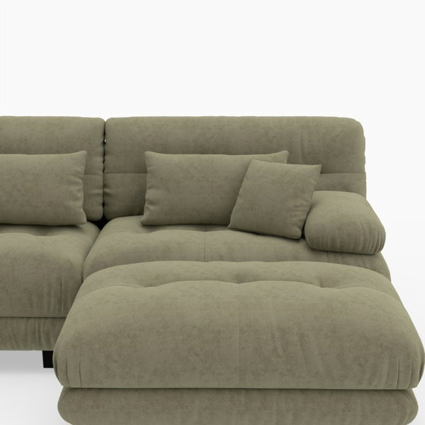 English Elm U-Shaped Velvet Cloud Sectional with Ottomans Deep Modular Seating for Living Room Green W3356S00041