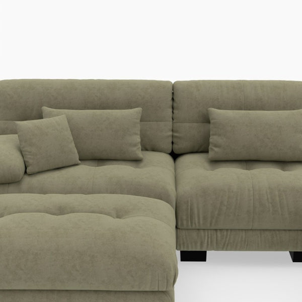 English Elm U-Shaped Velvet Cloud Sectional with Ottomans Deep Modular Seating for Living Room Green W3356S00041