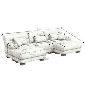 English Elm U-Shaped Velvet Cloud Sectional with Ottomans Deep Modular Seating for Living Room Green W3356S00041