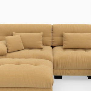 English Elm U-Shaped Velvet Cloud Sectional with Ottomans Deep Modular Seating for Living Room Orange W3356S00043