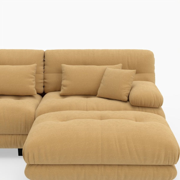 English Elm U-Shaped Velvet Cloud Sectional with Ottomans Deep Modular Seating for Living Room Orange W3356S00043