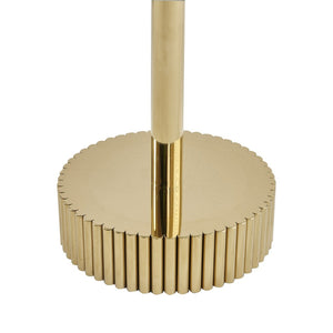 English Elm 21.65 Inch Round Marble Glass End Table with Polished Gold Steel Frame for Modern Interiors W3357P499502