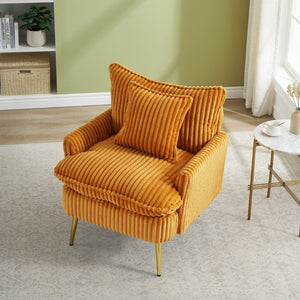 English Elm 30.31 Inch Corduroy Accent Chair with Metal Legs Compact Upholstered Seat for Modern Spaces W3371P344045