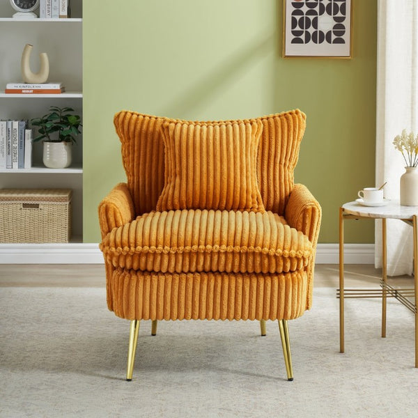 English Elm 30.31 Inch Corduroy Accent Chair with Metal Legs Compact Upholstered Seat for Modern Spaces W3371P344045