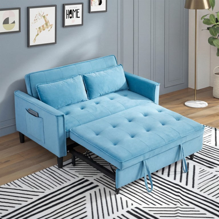 English Elm Modern Velvet Convertible Loveseat Sleeper with Pull Out Bed and Side Pockets W3371P499777