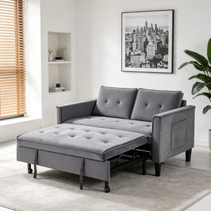 English Elm Modern Velvet Convertible Loveseat Sleeper with Side Pockets for Studio Living W3371P500949