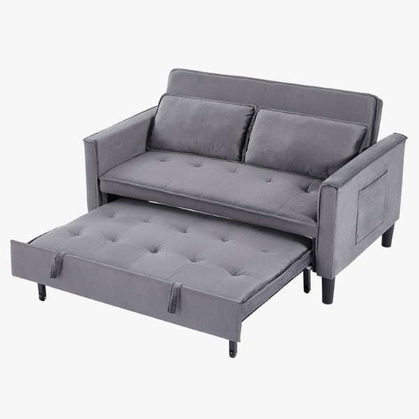 English Elm Modern Velvet Convertible Loveseat Sleeper with Side Pockets for Studio Living W3371P500949