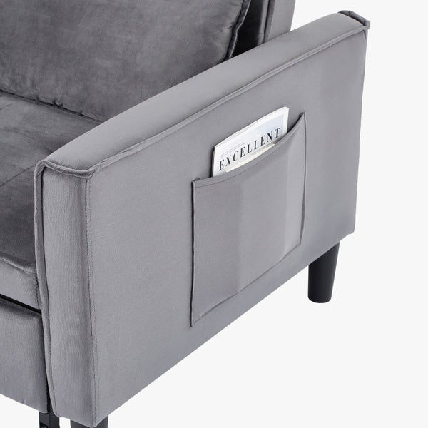 English Elm Modern Velvet Convertible Loveseat Sleeper with Side Pockets for Studio Living W3371P500949
