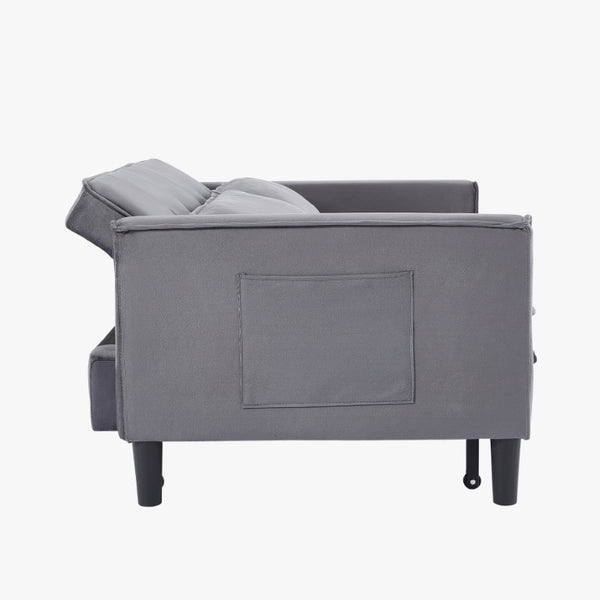 English Elm Modern Velvet Convertible Loveseat Sleeper with Side Pockets for Studio Living W3371P500949