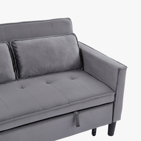 English Elm Modern Velvet Convertible Loveseat Sleeper with Side Pockets for Studio Living W3371P500949