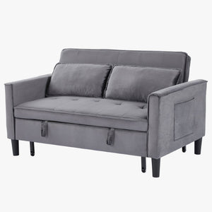 English Elm Modern Velvet Convertible Loveseat Sleeper with Side Pockets for Studio Living W3371P500949
