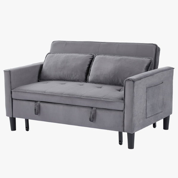 English Elm Modern Velvet Convertible Loveseat Sleeper with Side Pockets for Studio Living W3371P500949