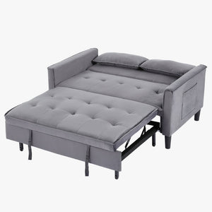English Elm Modern Velvet Convertible Loveseat Sleeper with Side Pockets for Studio Living W3371P500949