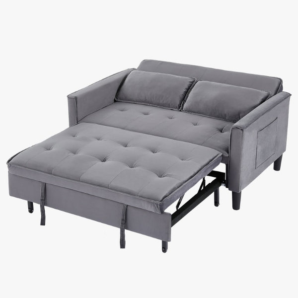 English Elm Modern Velvet Convertible Loveseat Sleeper with Side Pockets for Studio Living W3371P500949