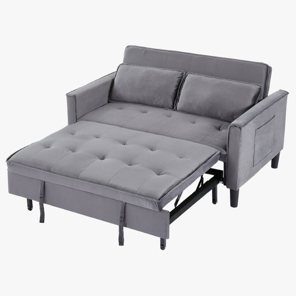 English Elm Modern Velvet Convertible Loveseat Sleeper with Side Pockets for Studio Living W3371P500949