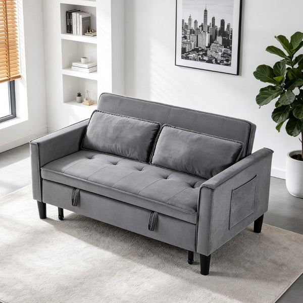 English Elm Modern Velvet Convertible Loveseat Sleeper with Side Pockets for Studio Living W3371P500949