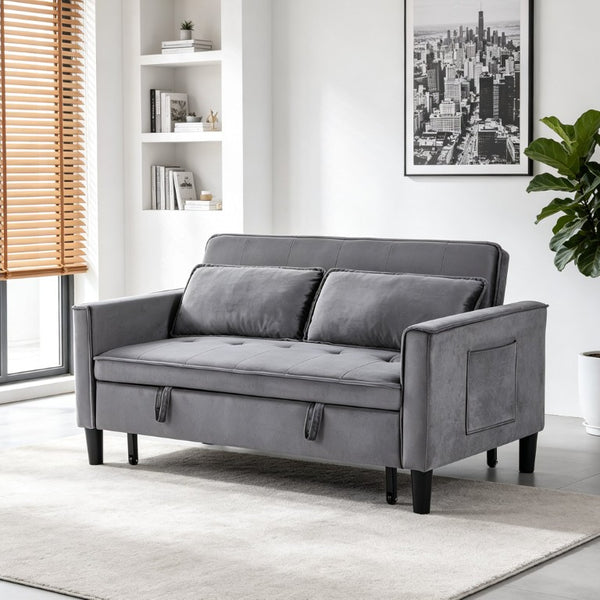 English Elm Modern Velvet Convertible Loveseat Sleeper with Side Pockets for Studio Living W3371P500949