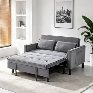 English Elm Modern Velvet Convertible Loveseat Sleeper with Side Pockets for Studio Living W3371P500949