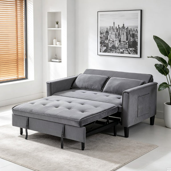 English Elm Modern Velvet Convertible Loveseat Sleeper with Side Pockets for Studio Living W3371P500949