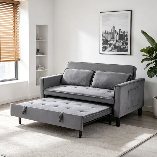 English Elm Modern Velvet Convertible Loveseat Sleeper with Side Pockets for Studio Living W3371P500949