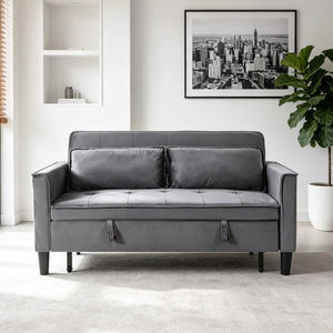 English Elm Modern Velvet Convertible Loveseat Sleeper with Side Pockets for Studio Living W3371P500949