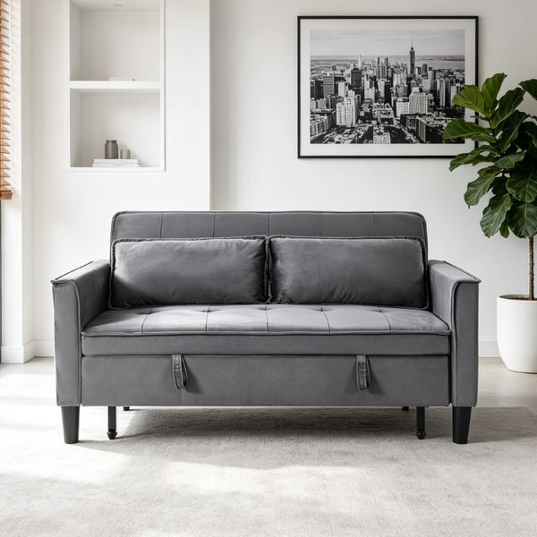 English Elm Modern Velvet Convertible Loveseat Sleeper with Side Pockets for Studio Living W3371P500949