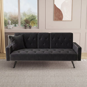 English Elm 1730 Tufted Velvet Convertible Sleeper Sofa with Nailhead Trim for Studio Living W3371P502872