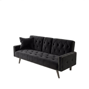 English Elm 1730 Tufted Velvet Convertible Sleeper Sofa with Nailhead Trim for Studio Living W3371P502872