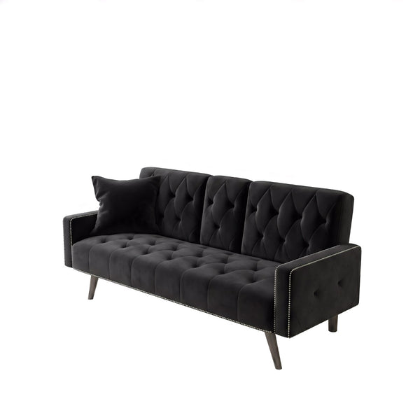 English Elm 1730 Tufted Velvet Convertible Sleeper Sofa with Nailhead Trim for Studio Living W3371P502872