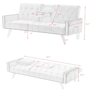English Elm 1730 Tufted Velvet Convertible Sleeper Sofa with Nailhead Trim for Studio Living W3371P502872