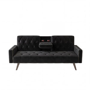English Elm 1730 Tufted Velvet Convertible Sleeper Sofa with Nailhead Trim for Studio Living W3371P502872