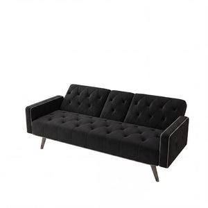 English Elm 1730 Tufted Velvet Convertible Sleeper Sofa with Nailhead Trim for Studio Living W3371P502872