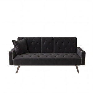 English Elm 1730 Tufted Velvet Convertible Sleeper Sofa with Nailhead Trim for Studio Living W3371P502872