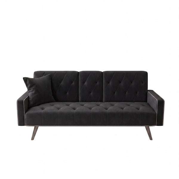 English Elm 1730 Tufted Velvet Convertible Sleeper Sofa with Nailhead Trim for Studio Living W3371P502872