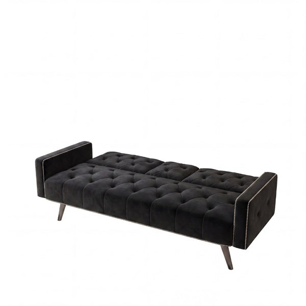 English Elm 1730 Tufted Velvet Convertible Sleeper Sofa with Nailhead Trim for Studio Living W3371P502872