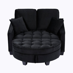English Elm Two‑seater Velvet Sofa with Storage Ottoman Convertible Daybed for Modern Living Rooms Black W3371S00060